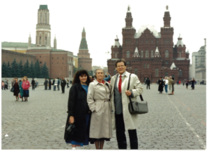 B. H. Clendennen, Janice Clendennen, and grandaughter Shannon Turnage standing in Red Square, Moscow